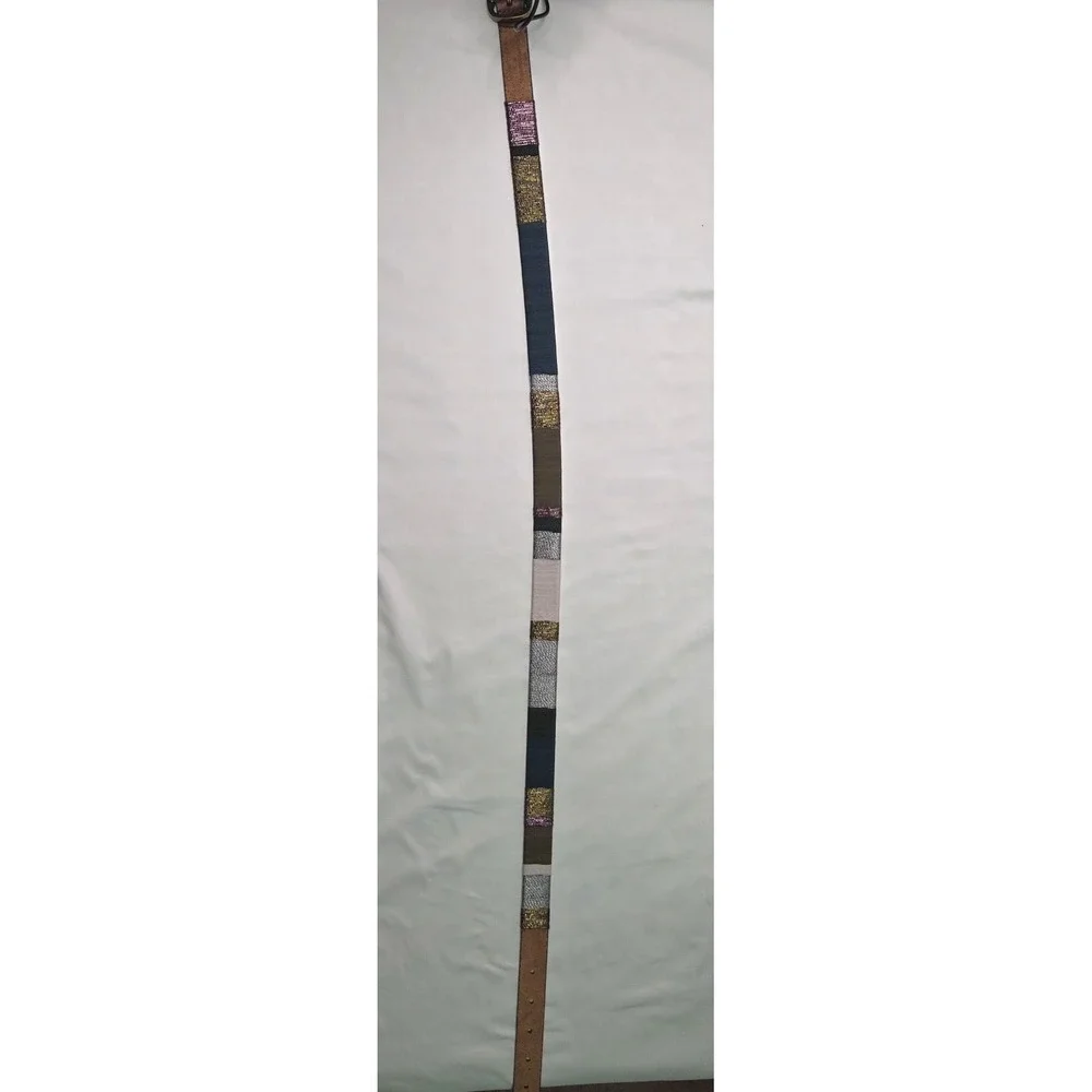 Coldwater Creek Vtg Womens Sm Leather‎ Multicolor Metallic Thread Wrapped Belt